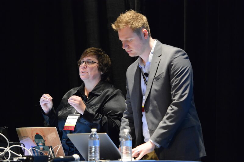 Me and co-presenter Erica Gamet during a GREP presentation at PePcon '14 in Chicago.
